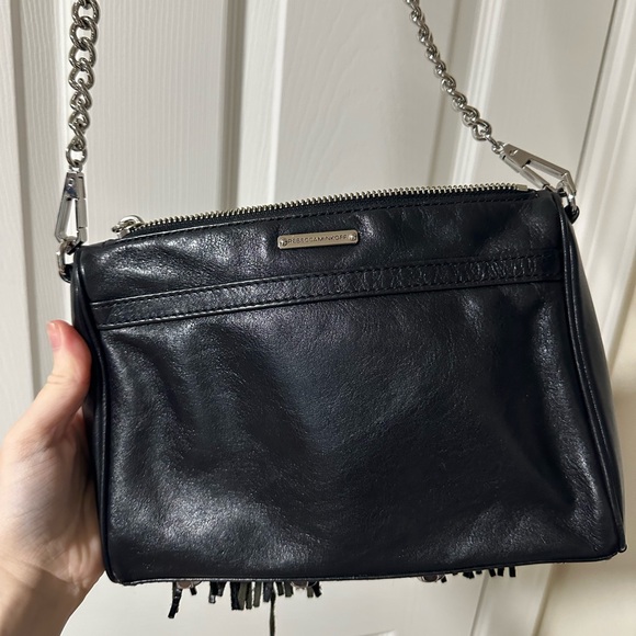 Rebecca Minkoff Black Leather Fringe Mini Mac Purse - Picture 7 of 7